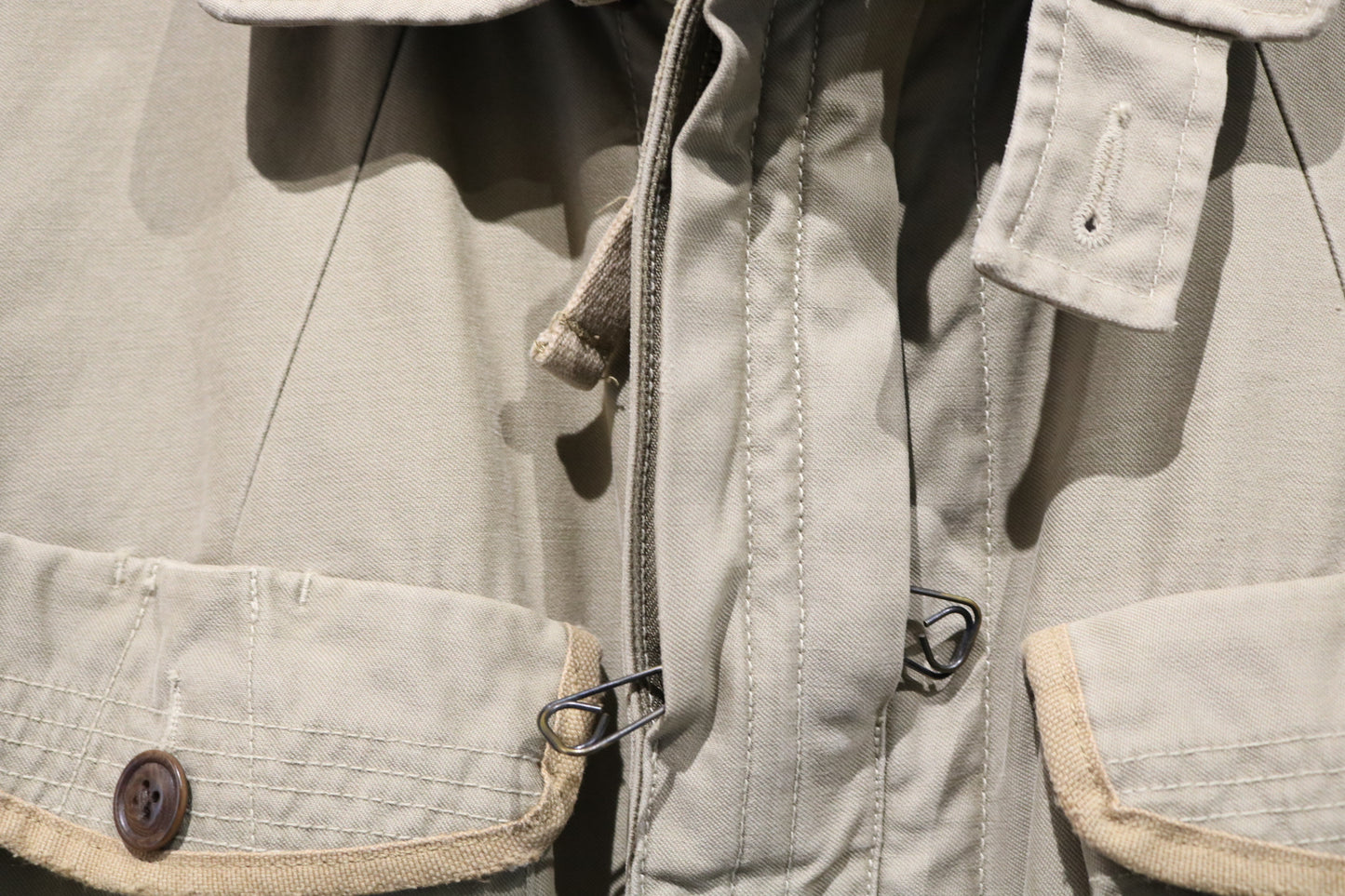 Polo Ralph-Lauren Field Jacket | Vintage Safari Style Canvas Utility Coat | Olive Green Outerwear