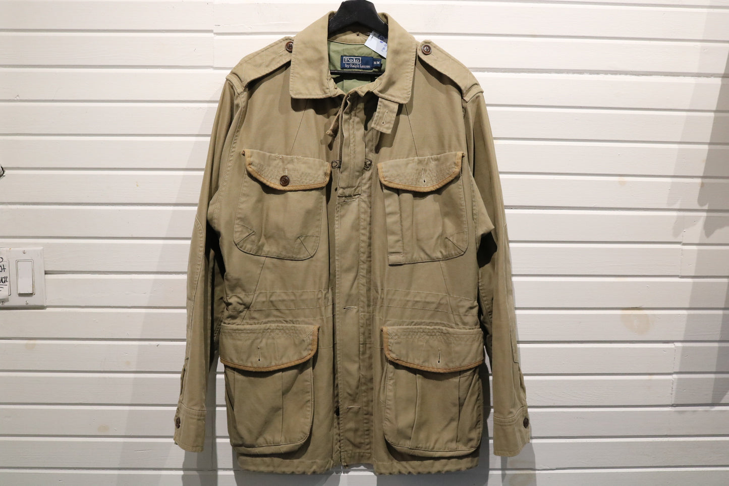 Polo Ralph-Lauren Field Jacket | Vintage Safari Style Canvas Utility Coat | Olive Green Outerwear