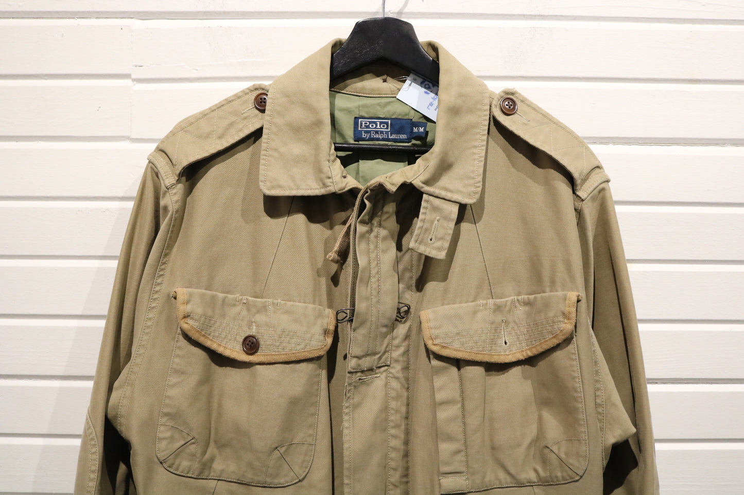 Polo Ralph-Lauren Field Jacket | Vintage Safari Style Canvas Utility Coat | Olive Green Outerwear