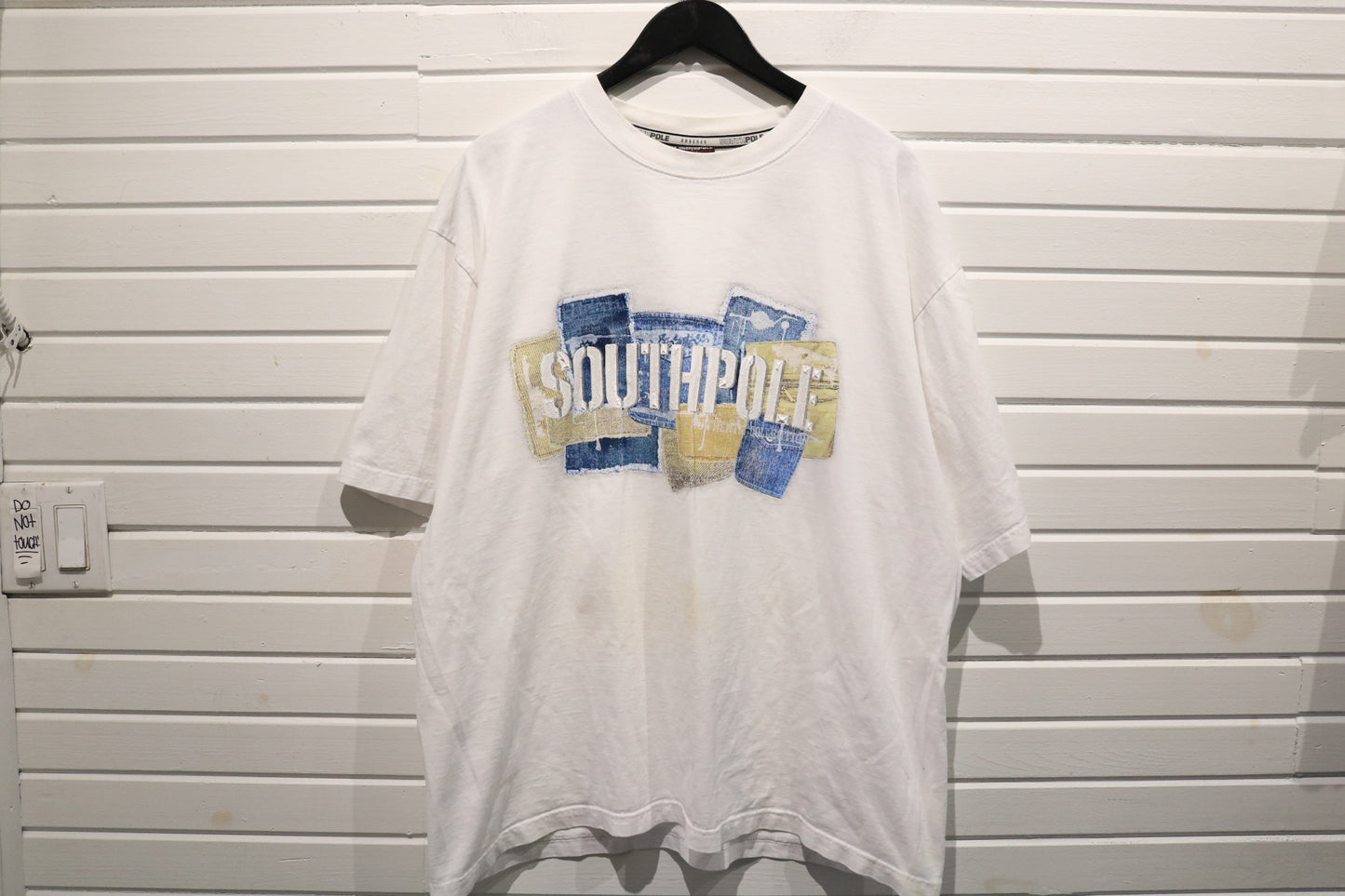 Southpole T-Shirt | Vintage 2000s Patchwork Denim Graphic Tee | Relaxed Fit Streetwear Top