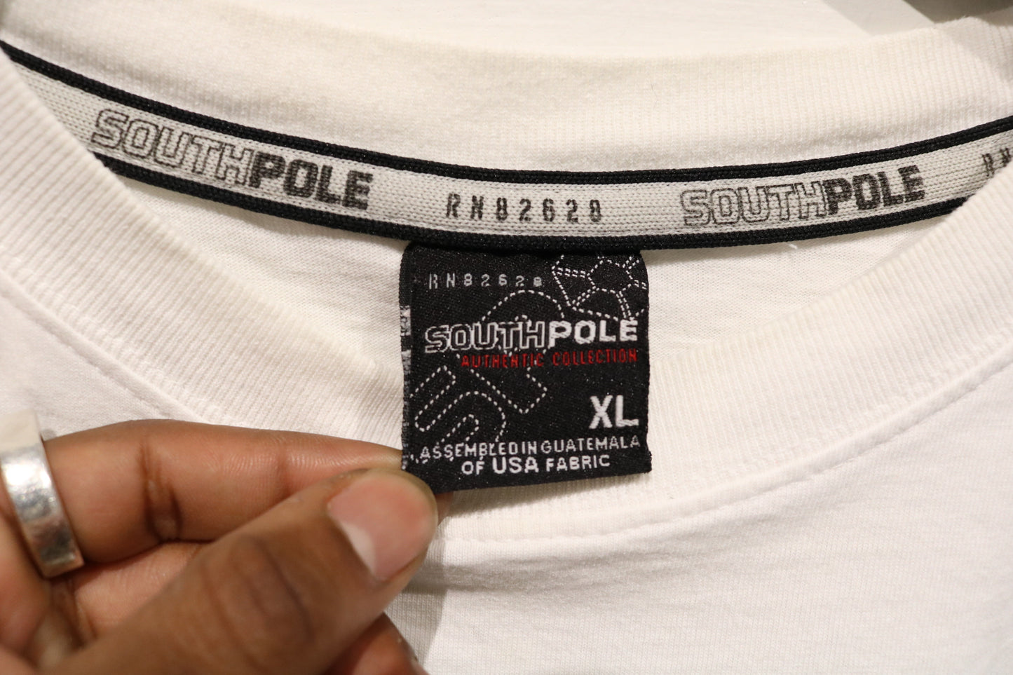 Southpole T-Shirt | Vintage 2000s Patchwork Denim Graphic Tee | Relaxed Fit Streetwear Top