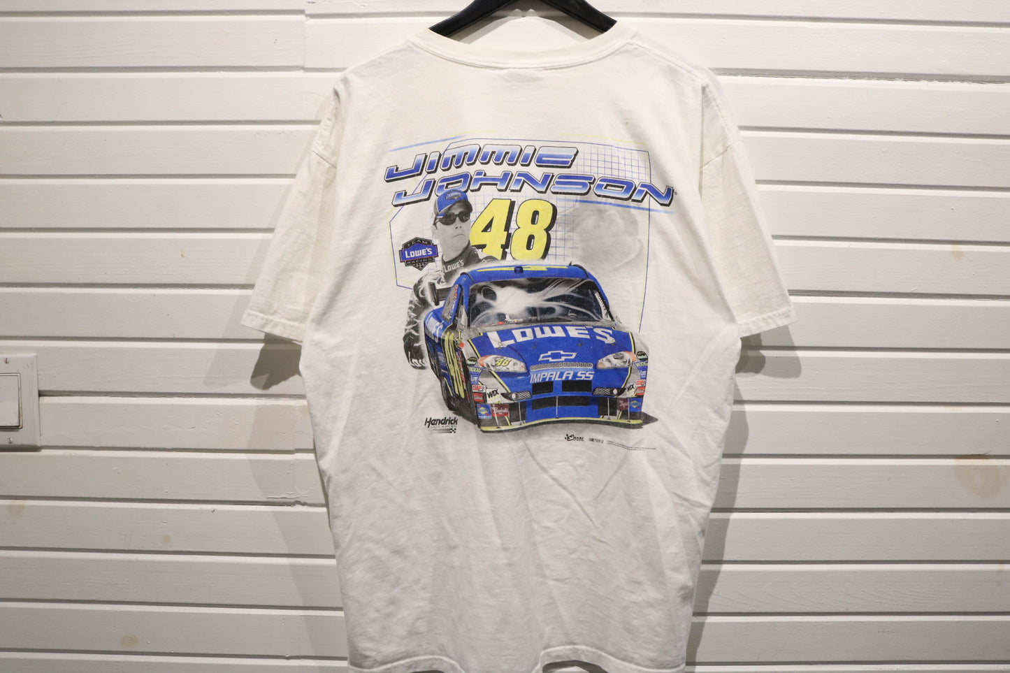 Chase-Authentics NASCAR Jimmie-Johnson T-Shirt | Vintage 2000s Racing Graphic Pocket Tee | Number 48 Lowe's Car