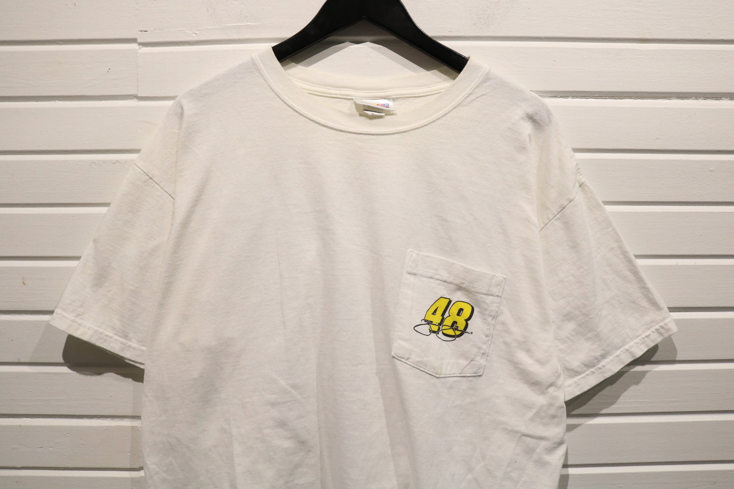 Chase-Authentics NASCAR Jimmie-Johnson T-Shirt | Vintage 2000s Racing Graphic Pocket Tee | Number 48 Lowe's Car
