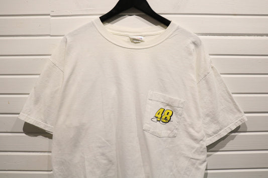 Chase-Authentics NASCAR Jimmie-Johnson T-Shirt | Vintage 2000s Racing Graphic Pocket Tee | Number 48 Lowe's Car