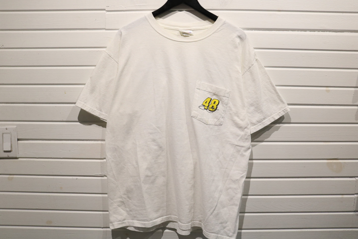 Chase-Authentics NASCAR Jimmie-Johnson T-Shirt | Vintage 2000s Racing Graphic Pocket Tee | Number 48 Lowe's Car