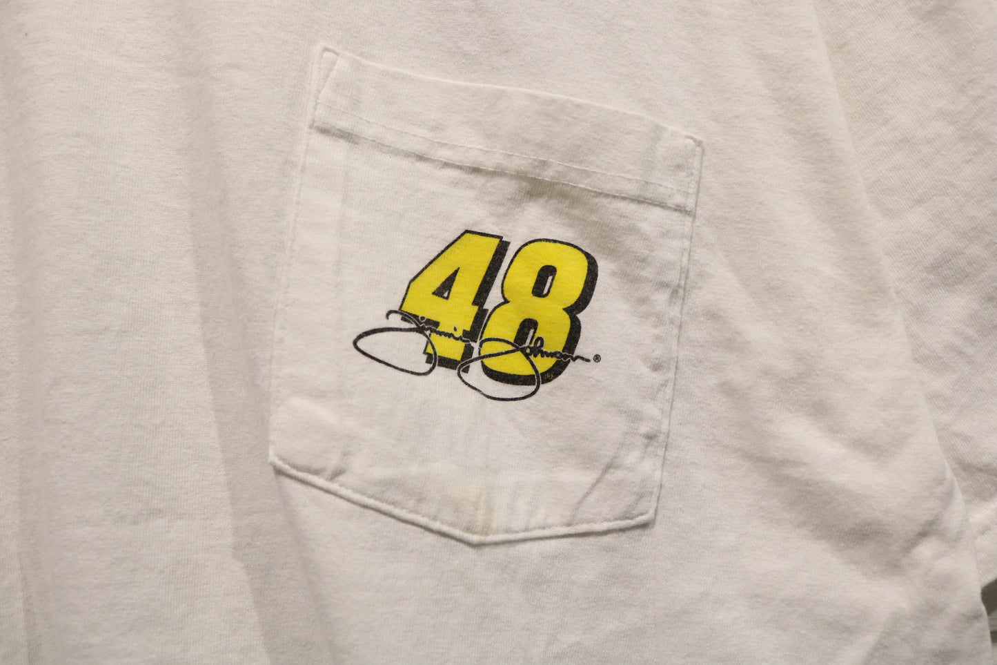 Chase-Authentics NASCAR Jimmie-Johnson T-Shirt | Vintage 2000s Racing Graphic Pocket Tee | Number 48 Lowe's Car