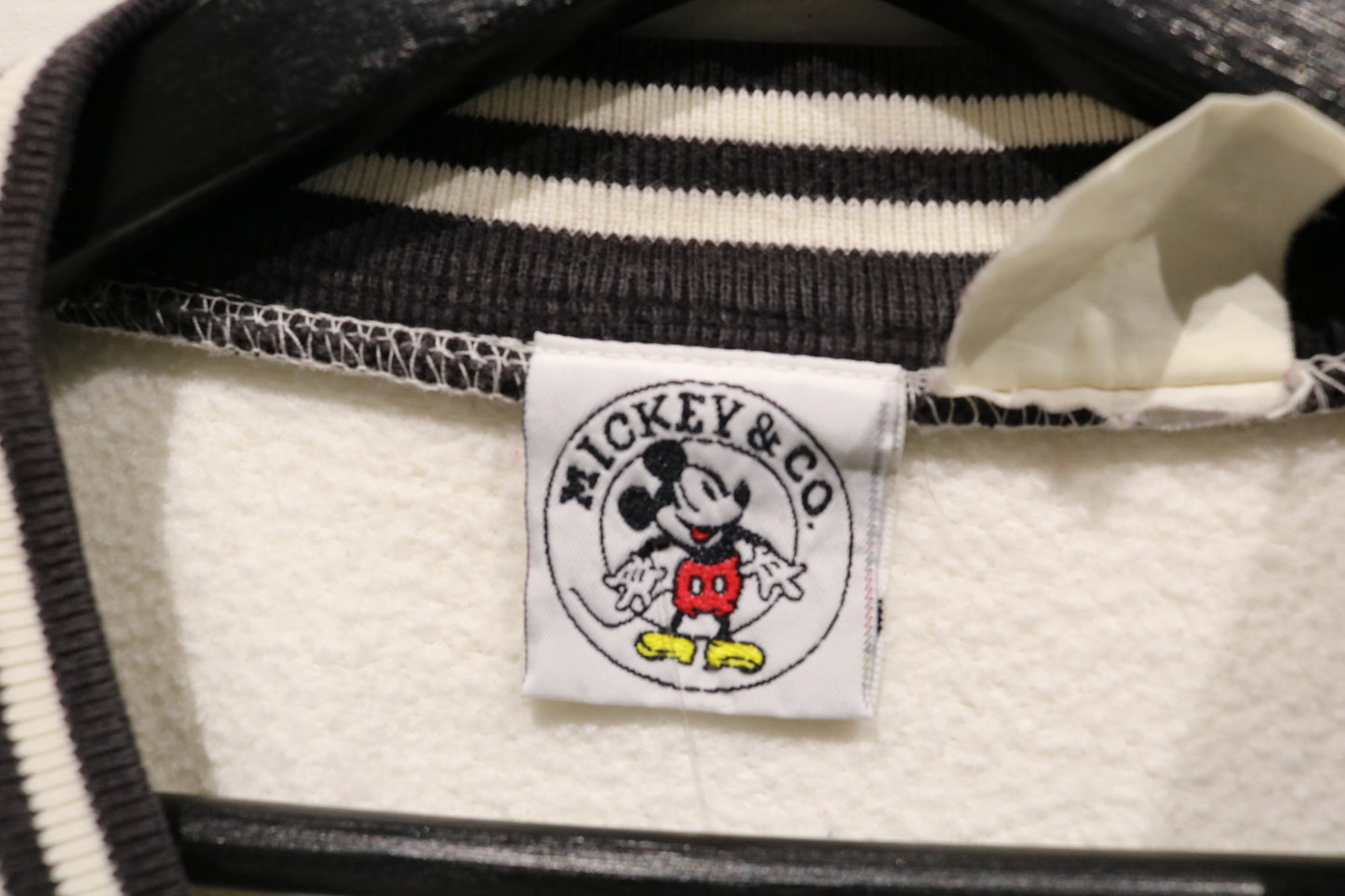 Mickey-&-Co Mickey-Mouse Sweatshirt | Vintage 90s Varsity Stripe Pullover | Classic Cartoon Crewneck