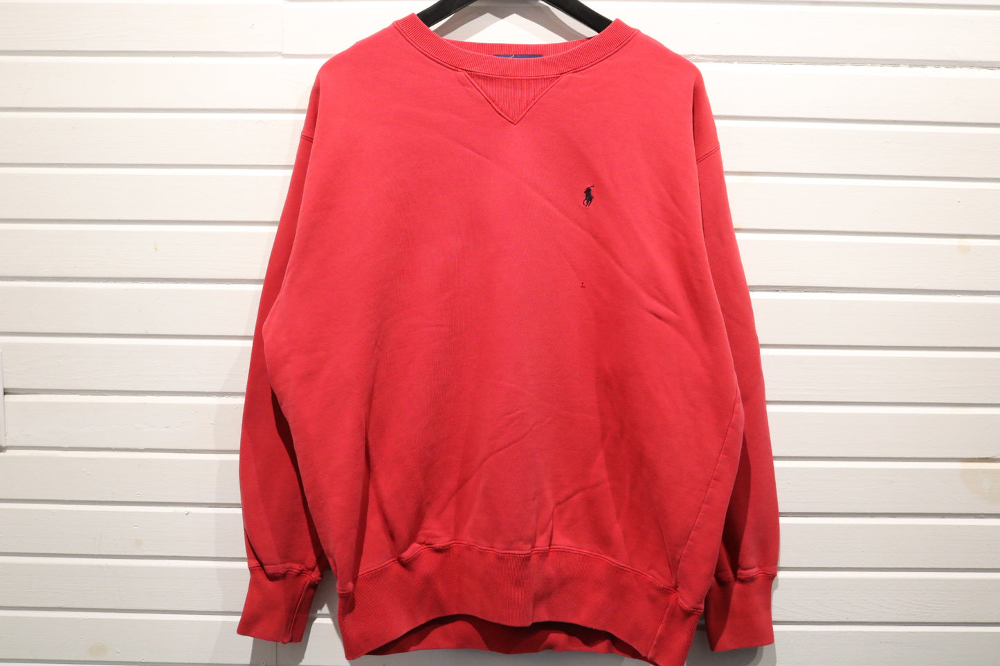 Ralph-Lauren Crewneck | Vintage 90s Red Embroidered Pullover Sweatshirt | Classic Men’s Casual Top