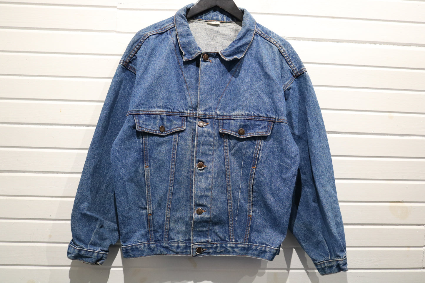 Vintage Denim Jean Jacket | Classic Blue Button-Front Outerwear | Relaxed Fit Men's Coat