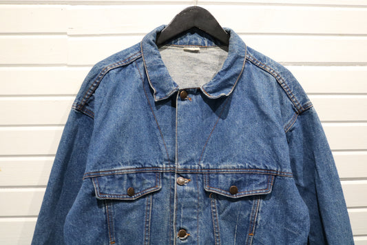 Vintage Denim Jean Jacket | Classic Blue Button-Front Outerwear | Relaxed Fit Men's Coat