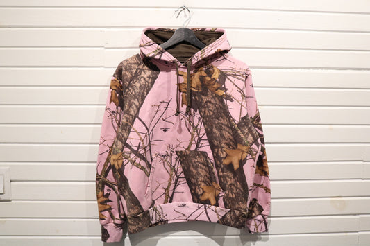 Mossy-Oak Camouflage Hoodie | Vintage Pink Break-Up Infinity Camo Pullover Sweatshirt | Outdoor Hunting Gear