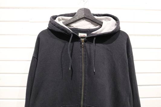 Dickies Zip-Up Hoodie | Vintage Black Full Zip Hooded Sweatshirt | Large Size Workwear Classic