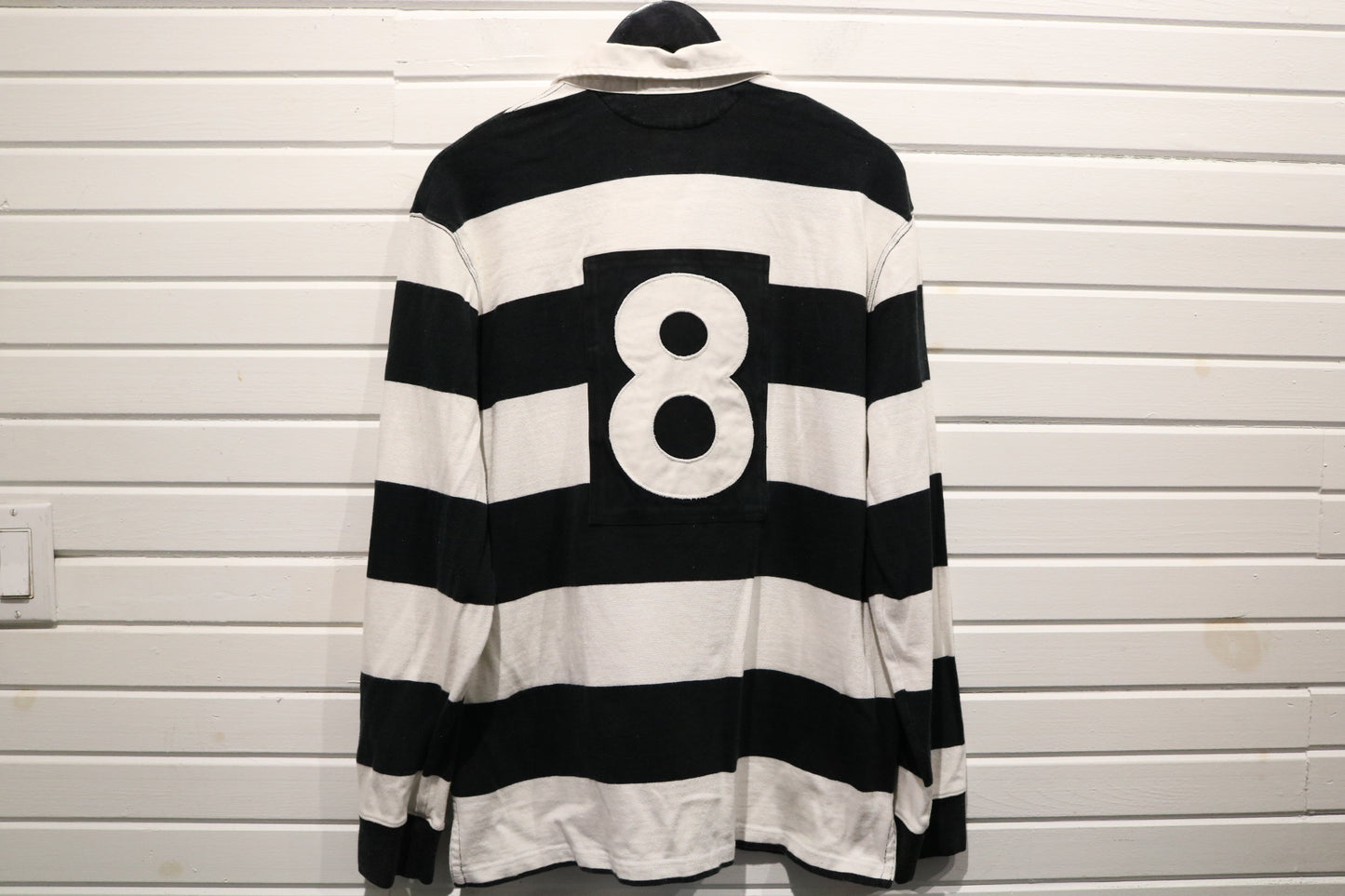 Polo Ralph-Lauren Rugby Shirt | Vintage Stripe Long Sleeve Number 8 Polo | Classic Sport Top