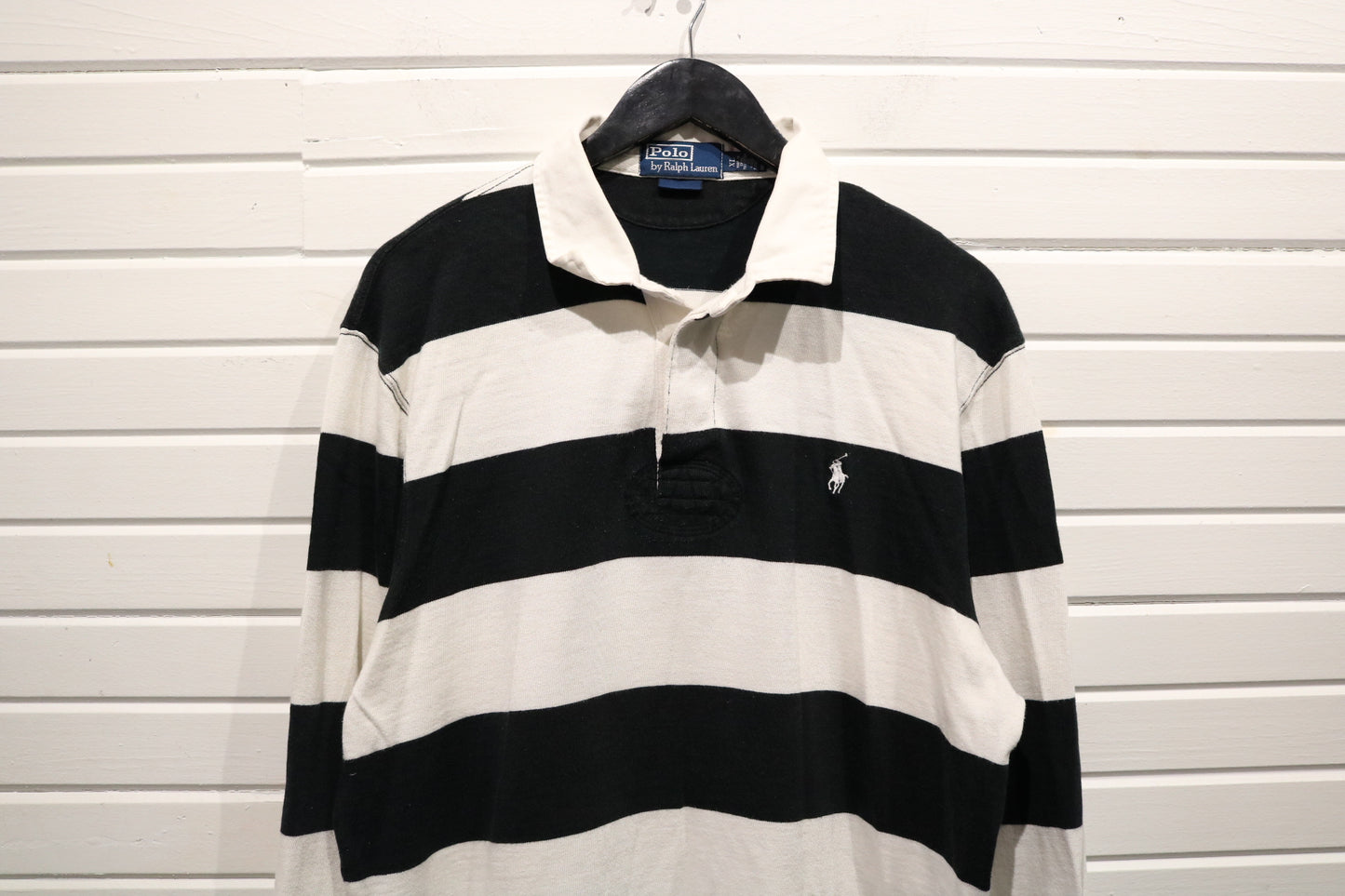 Polo Ralph-Lauren Rugby Shirt | Vintage Stripe Long Sleeve Number 8 Polo | Classic Sport Top