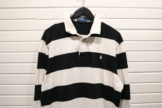 Polo Ralph-Lauren Rugby Shirt | Vintage Stripe Long Sleeve Number 8 Polo | Classic Sport Top