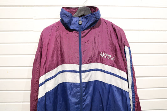 Perry-Ellis America Jacket | Vintage 90s Colorblock Nylon Windbreaker | Retro Athletic Outerwear