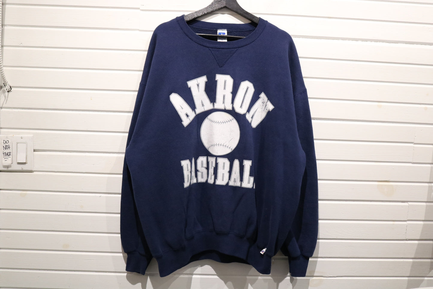 Russell-Athletic Akron Baseball Sweater | Vintage 90s College Crewneck Sweatshirt | Classic Sports Team Pullover