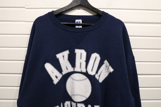 Russell-Athletic Akron Baseball Sweater | Vintage 90s College Crewneck Sweatshirt | Classic Sports Team Pullover