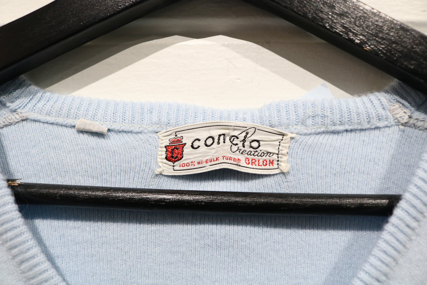 Concelo-Kreation Pullover | Vintage 1970s Light Blue V-Neck Sweater | Classic Knit Long Sleeve Top