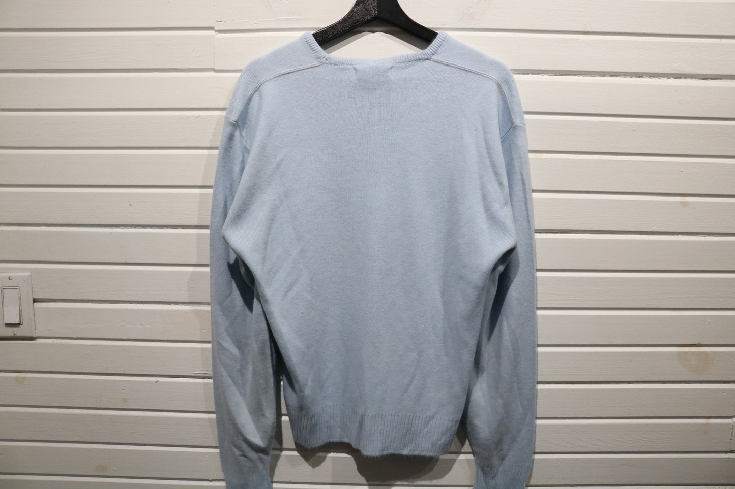 Concelo-Kreation Pullover | Vintage 1970s Light Blue V-Neck Sweater | Classic Knit Long Sleeve Top