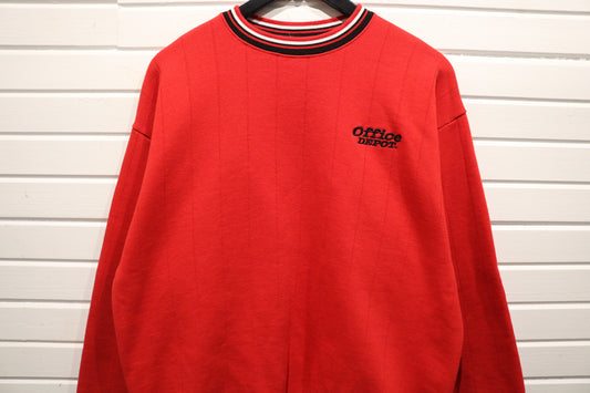 Office-Depot Sweater | Vintage 90s Embroidered Logo Crewneck Sweatshirt | Retro Corporate Pullover