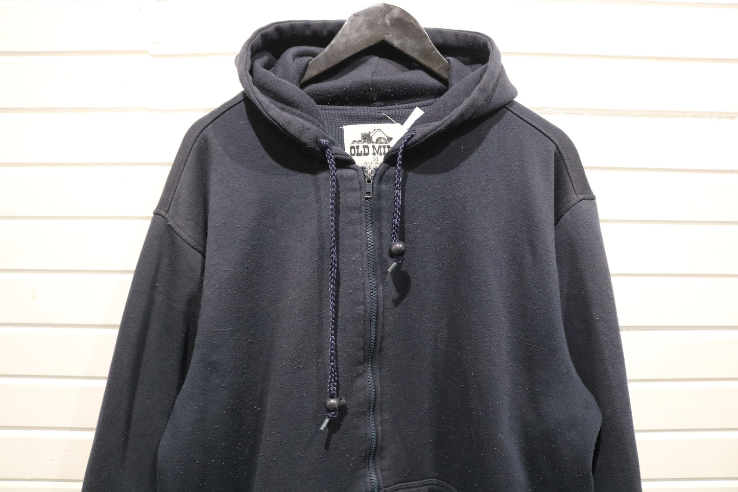 Old Mill Zip-Up Hoodie | Vintage Classic Navy Hooded Sweatshirt | Everyday Casual Layer