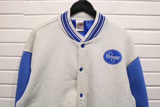 Kroger Varsity Jacket | Vintage 90s Two-Tone Letterman Coat | Classic Supermarket Workwear