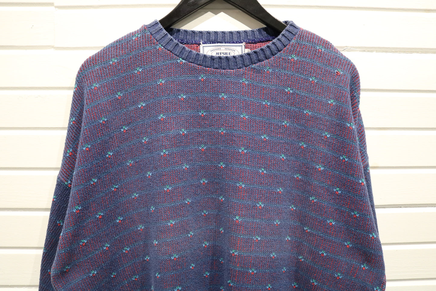 Jersild Sweater | Vintage 1980s Patterned Knit Crewneck | Classic Geometric Pullover Knitwear