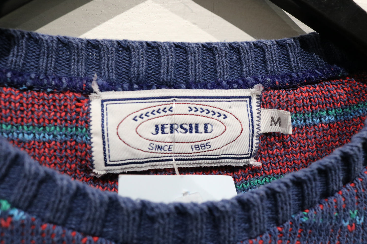 Jersild Sweater | Vintage 1980s Patterned Knit Crewneck | Classic Geometric Pullover Knitwear