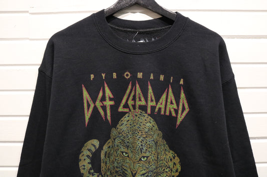 Def-Leppard Pyromania Sweatshirt | Vintage 1983 Tour Graphic Leopard Crewneck | Classic Rock Band Pullover