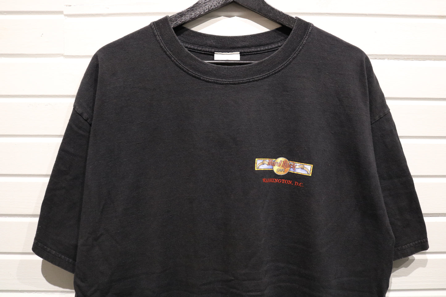 Hard-Rock Cafe Washington-DC T-Shirt | Vintage 90s Stained Glass Graphic Tee | Retro Music Tourist Souvenir