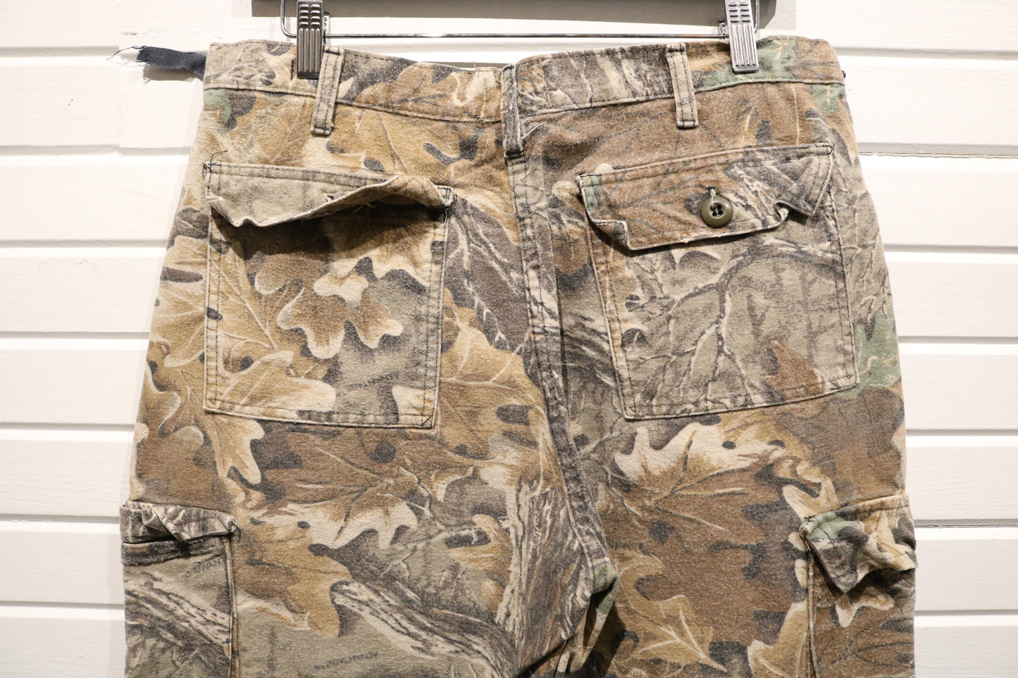 Vintage Trebark Camouflage Cargo Pants | 80s Outdoor Hunting Leaf Print Trousers | Woodland Camo Utility Bottoms