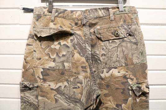 Vintage Trebark Camouflage Cargo Pants | 80s Outdoor Hunting Leaf Print Trousers | Woodland Camo Utility Bottoms