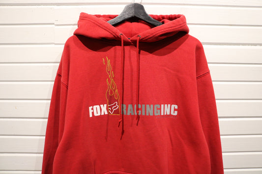 Fox Racing Hoodie Sweater | Vintage 2000s Flame Logo Pullover Sweatshirt | Moto Racing Style Gear