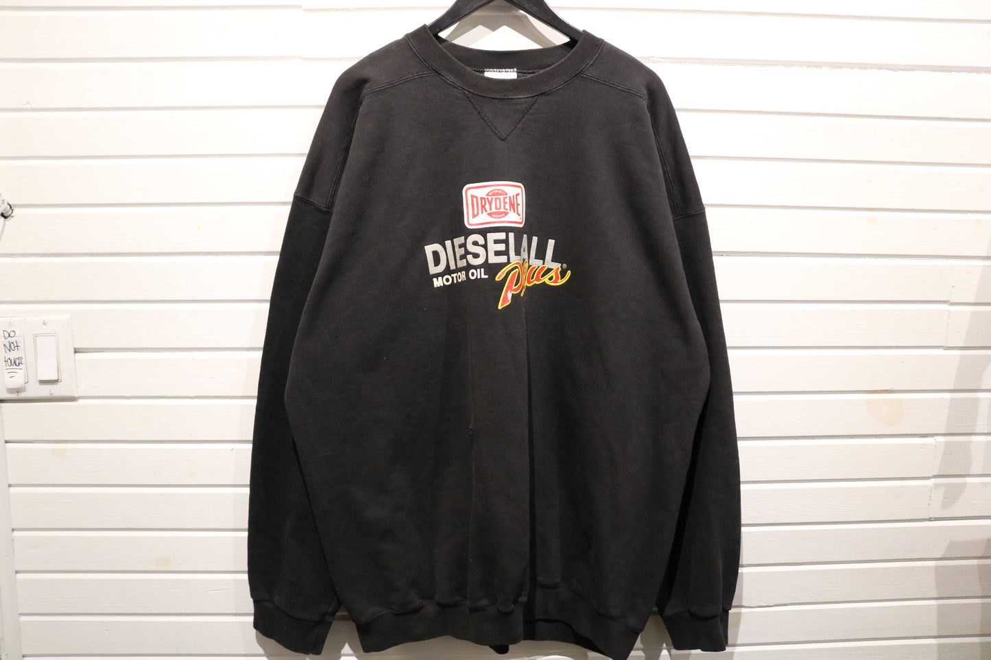 Drydene Diesell Plus Sweater | Vintage Motor Oil Logo Crewneck Sweatshirt | Black Pullover