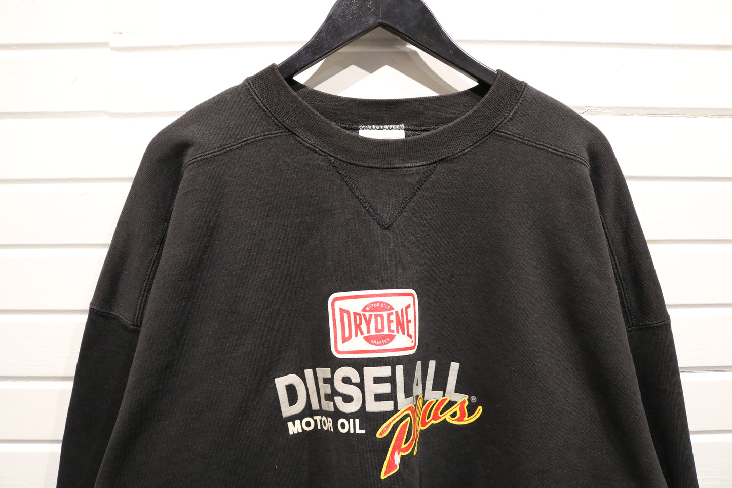 Drydene Diesell Plus Sweater | Vintage Motor Oil Logo Crewneck Sweatshirt | Black Pullover