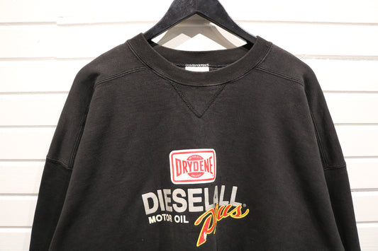 Drydene Diesell Plus Sweater | Vintage Motor Oil Logo Crewneck Sweatshirt | Black Pullover