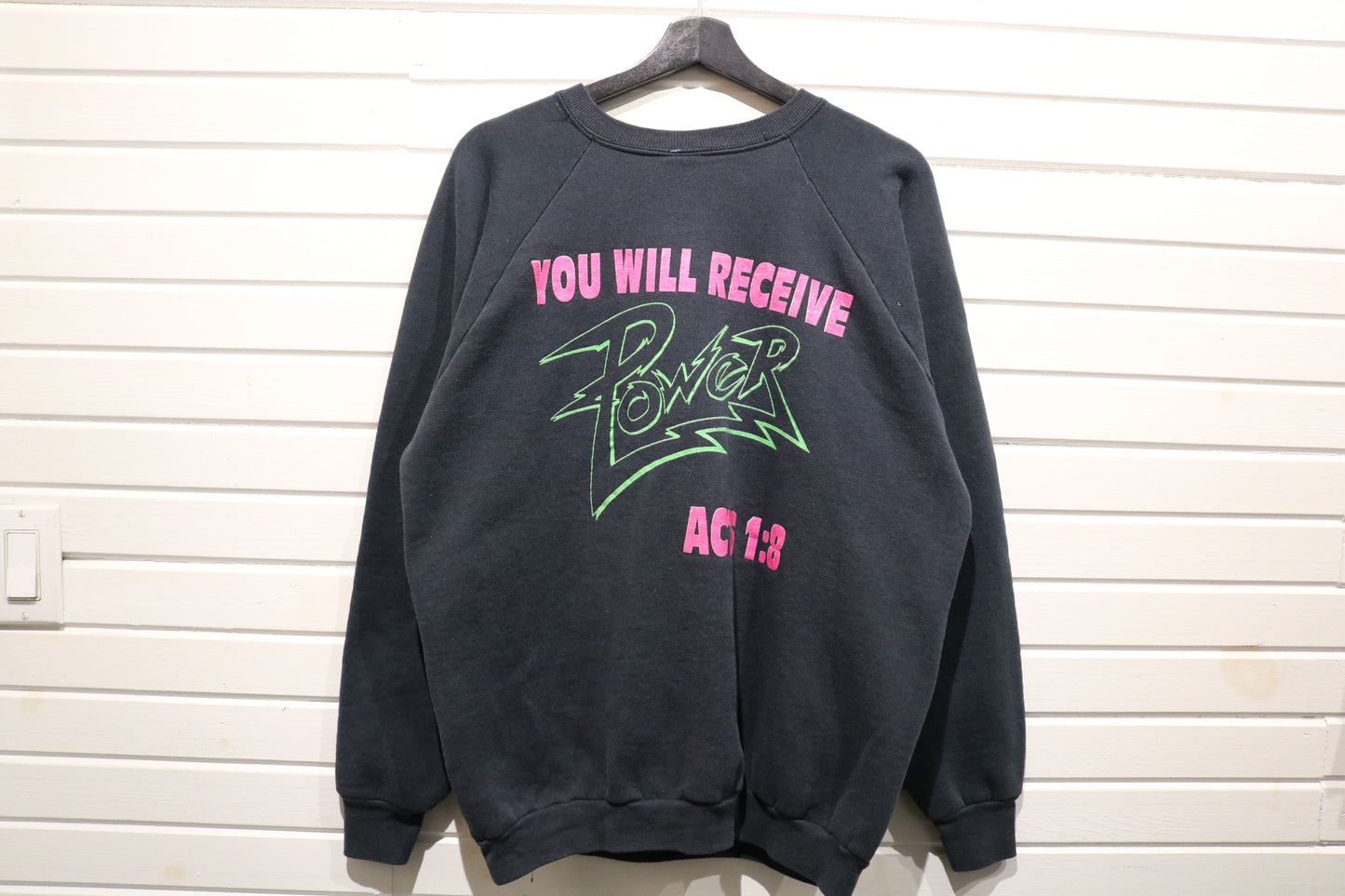 Fruit-of-the-Loom Operation Power Walk Sweatshirt | Vintage 90s Neon Graphic Crewneck | Motivational Pullover