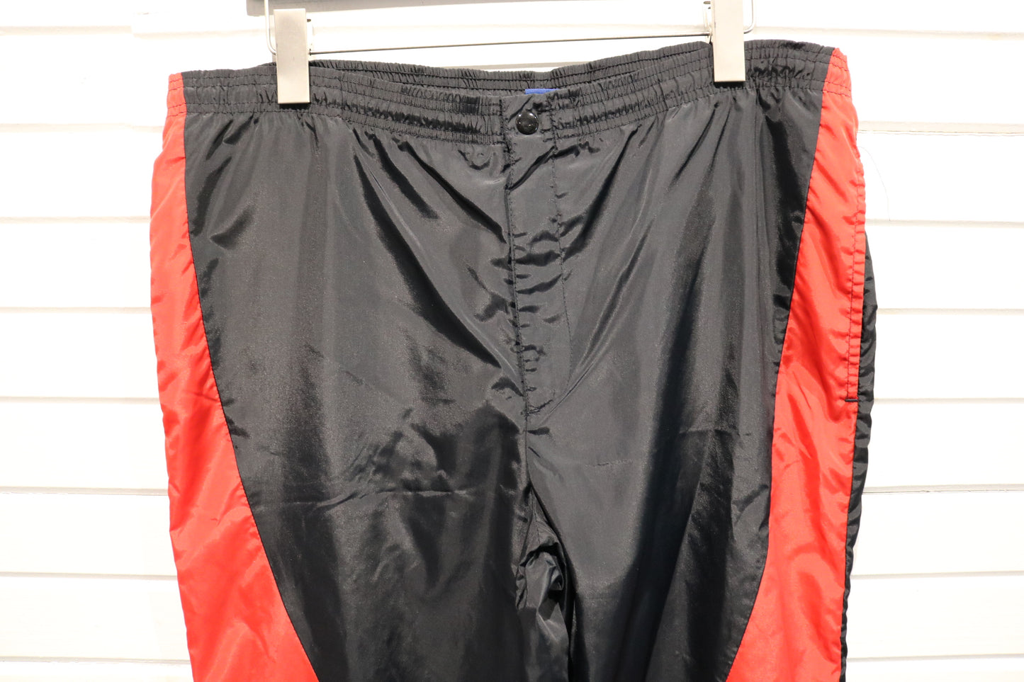 Vintage Nike Air-Jordan Track Pants | Vintage 1990s Black-Red Windbreaker Joggers | Retro Athletic Style