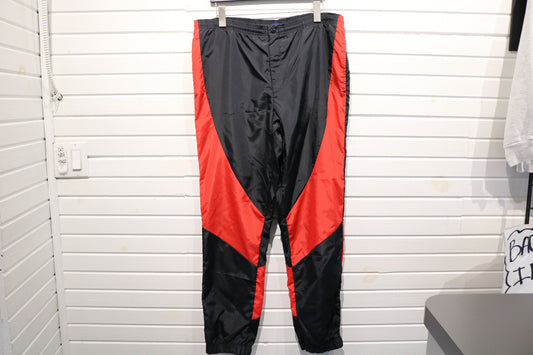 Vintage Nike Air-Jordan Track Pants | Vintage 1990s Black-Red Windbreaker Joggers | Retro Athletic Style