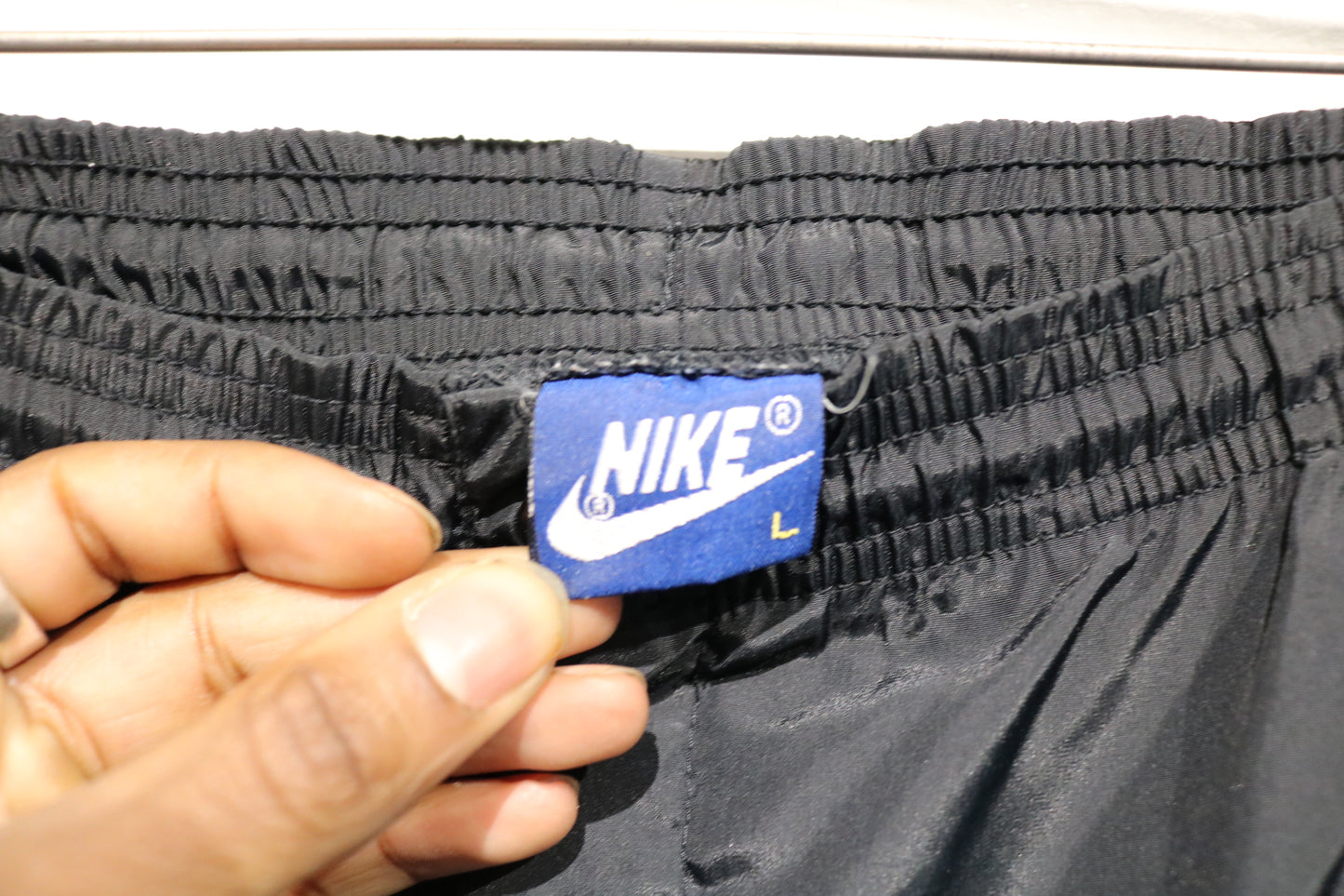 Vintage Nike Air-Jordan Track Pants | Vintage 1990s Black-Red Windbreaker Joggers | Retro Athletic Style