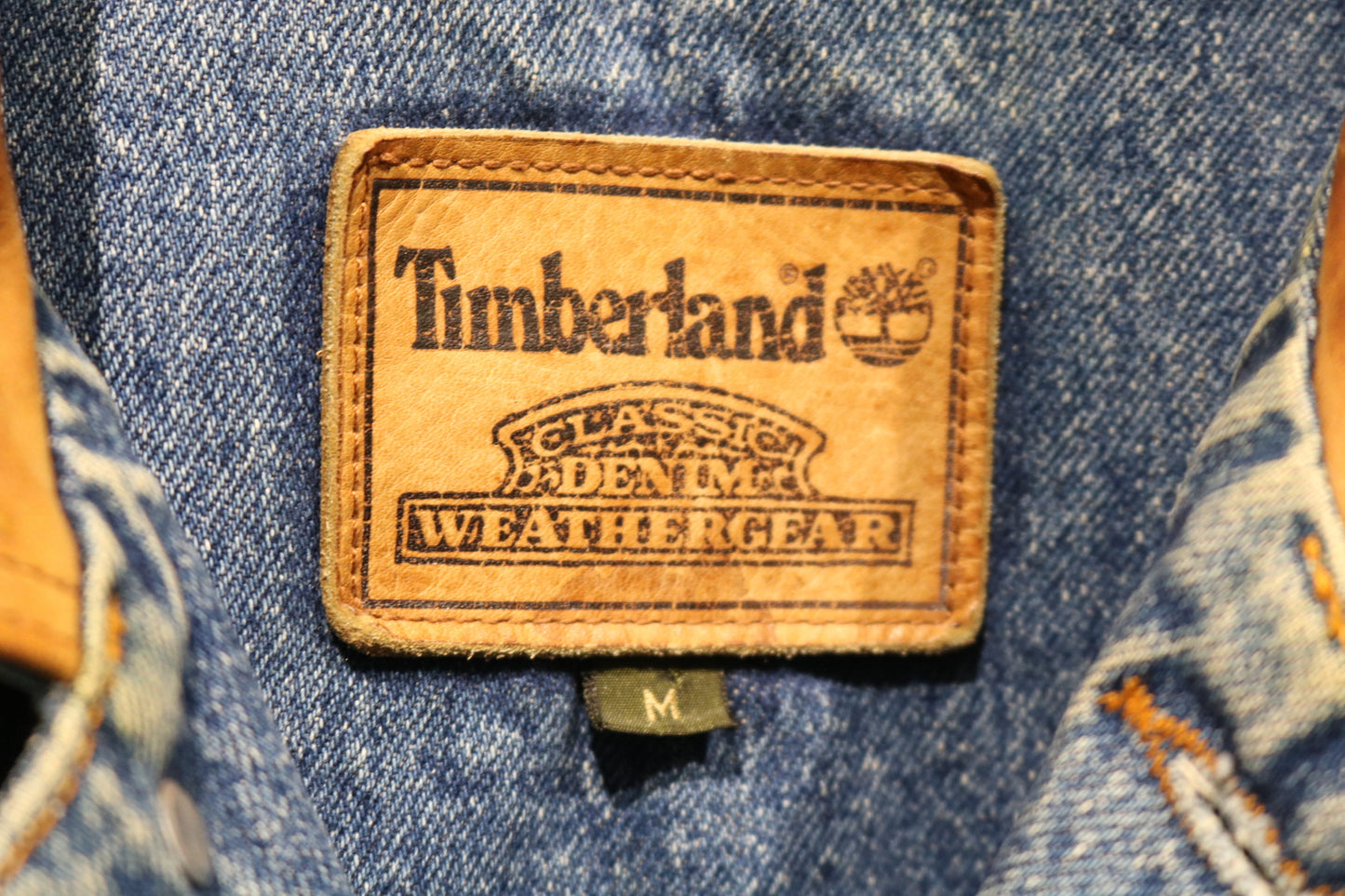 Timberland Denim Jacket | Vintage 90s Leather Collar Blue Jean Jacket | Classic Outdoor Style