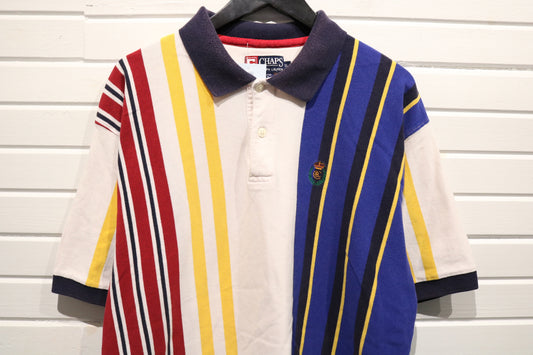 Chaps-Ralph-Lauren Rugby Shirt | Vintage 1990s Multicolor Striped Polo Top | Classic Preppy Style