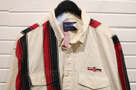 Wrangler Western Stripe Button-Up Shirt | Vintage 1980s Bold Panel Long Sleeve Shirt | Classic Cowboy Style