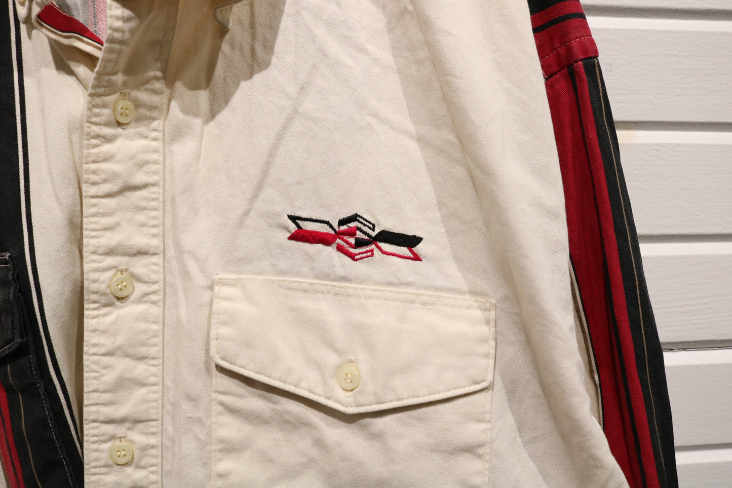 Wrangler Western Stripe Button-Up Shirt | Vintage 1980s Bold Panel Long Sleeve Shirt | Classic Cowboy Style