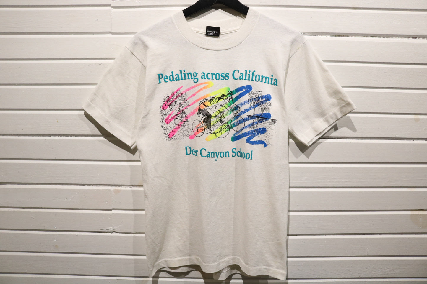 Screen-Stars Best Pedaling-across-California T-Shirt | Vintage 90s Deer Canyon School Cycling Graphic Tee | Retro School Event Shirt