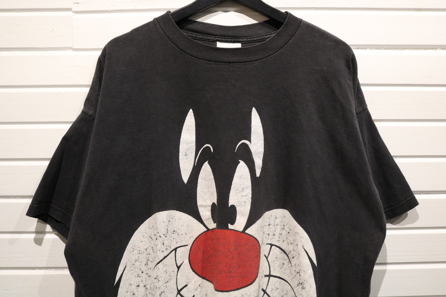 Sleepy-Heads Sylvester-The-Cat T-Shirt | Vintage Cartoon Character Graphic Tee | 90s Oversized Black Shirt