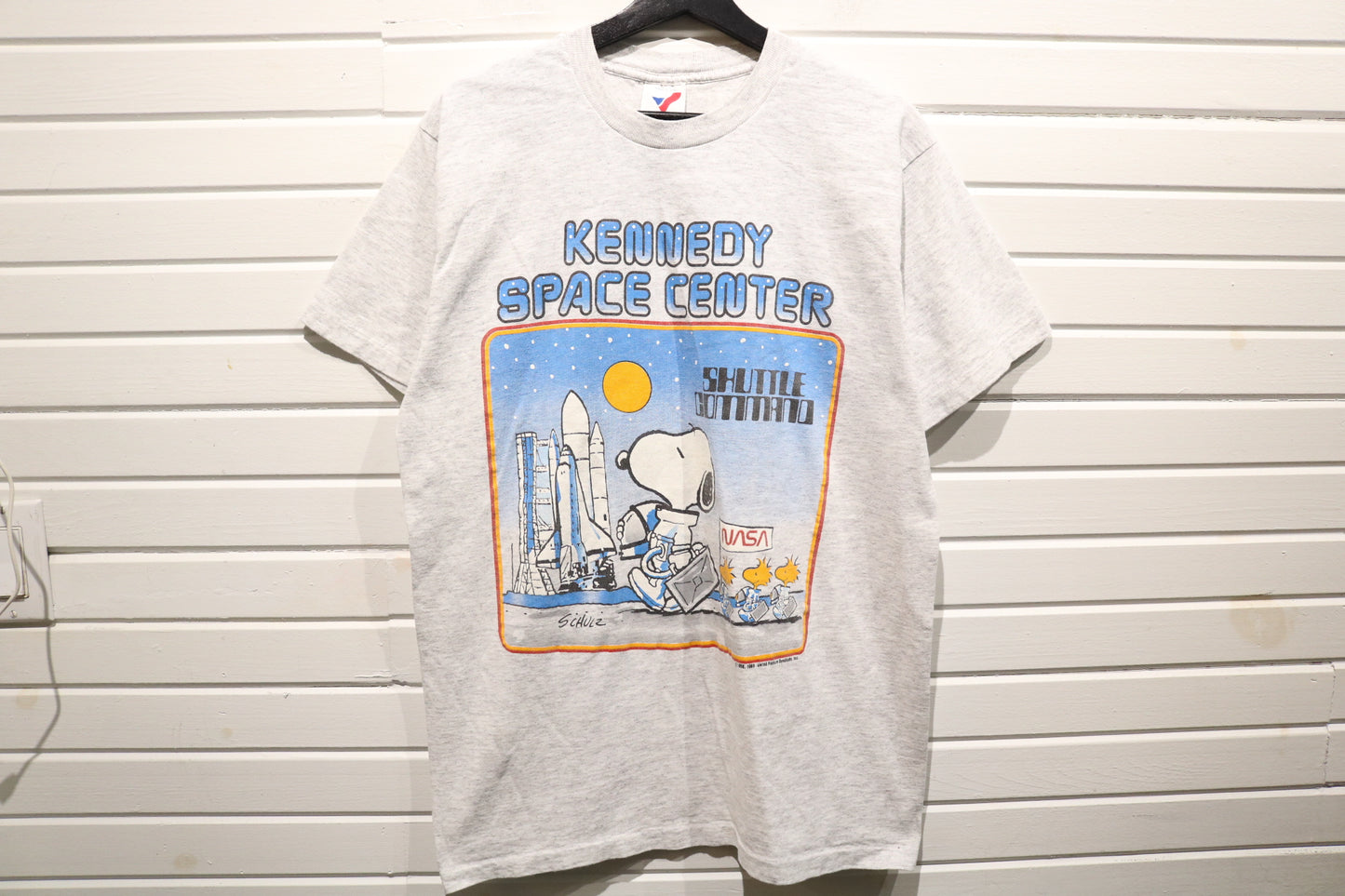 Kennedy-Space-Center Snoopy Shuttle Command T-Shirt | Vintage '80s Peanuts NASA Graphic Tee | Space Collector's Shirt