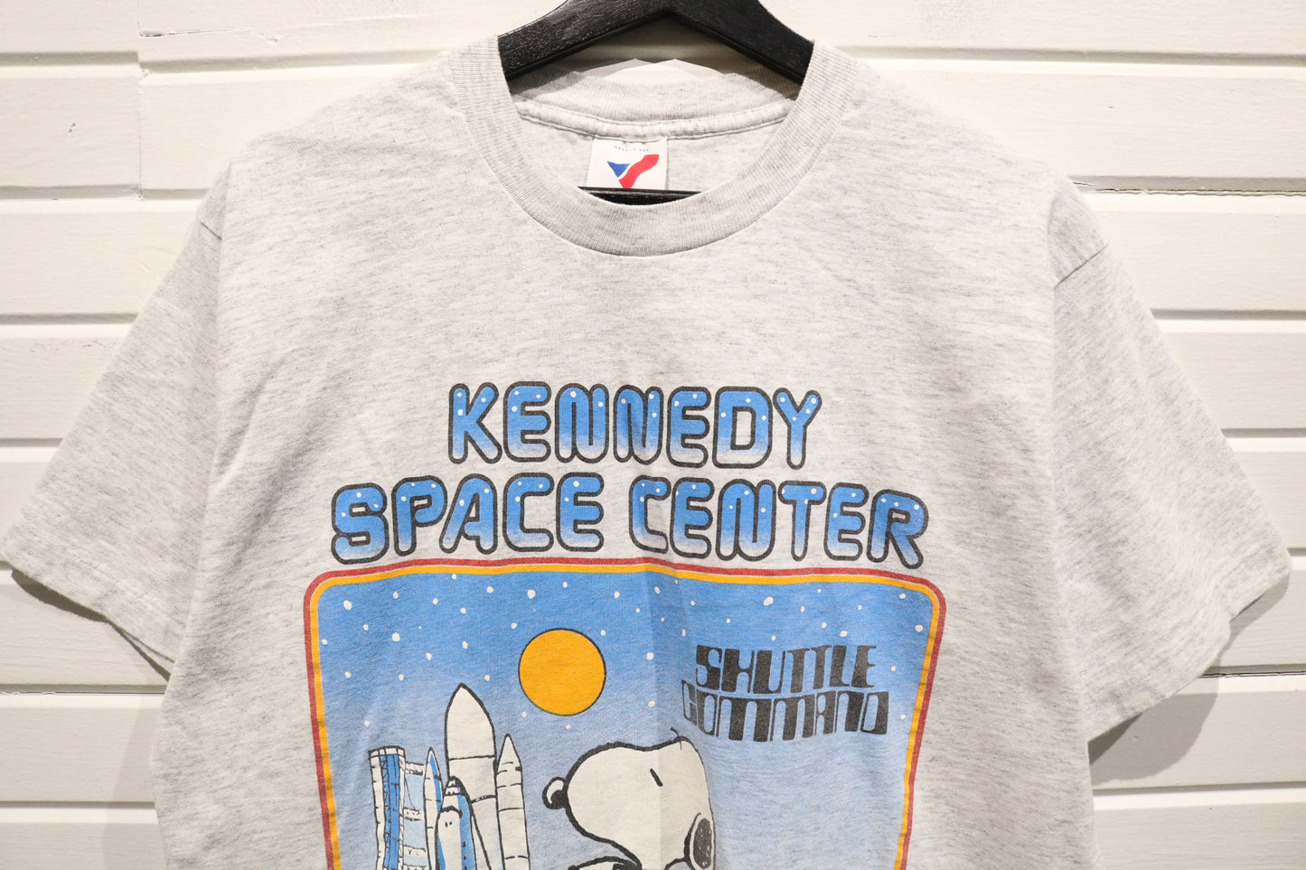 Kennedy-Space-Center Snoopy Shuttle Command T-Shirt | Vintage '80s Peanuts NASA Graphic Tee | Space Collector's Shirt