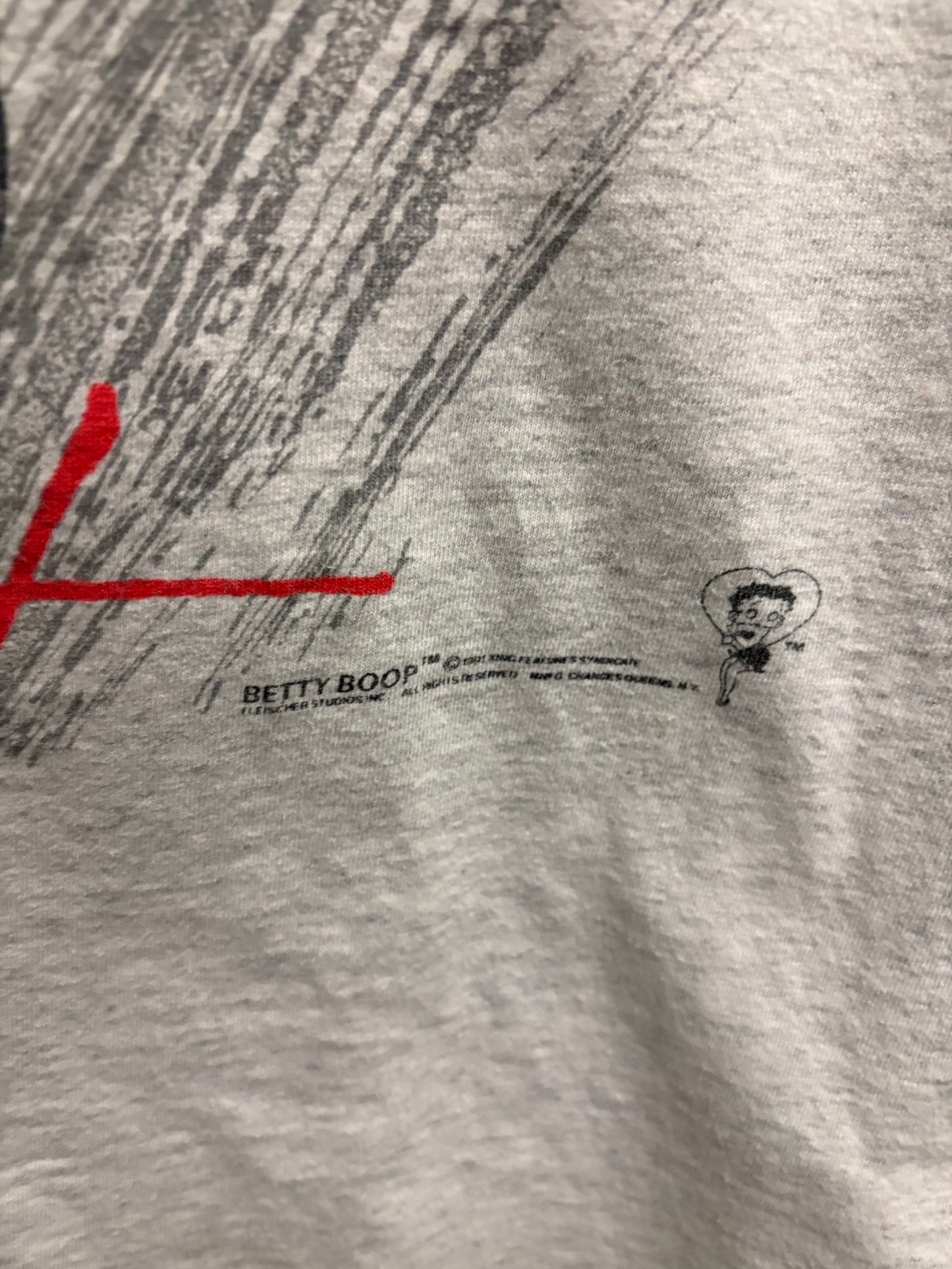 Betty-Boop Aerobic Workout T-Shirt | Vintage '90s Cartoon Fitness Graphic Tee | Classic Grey Short Sleeve